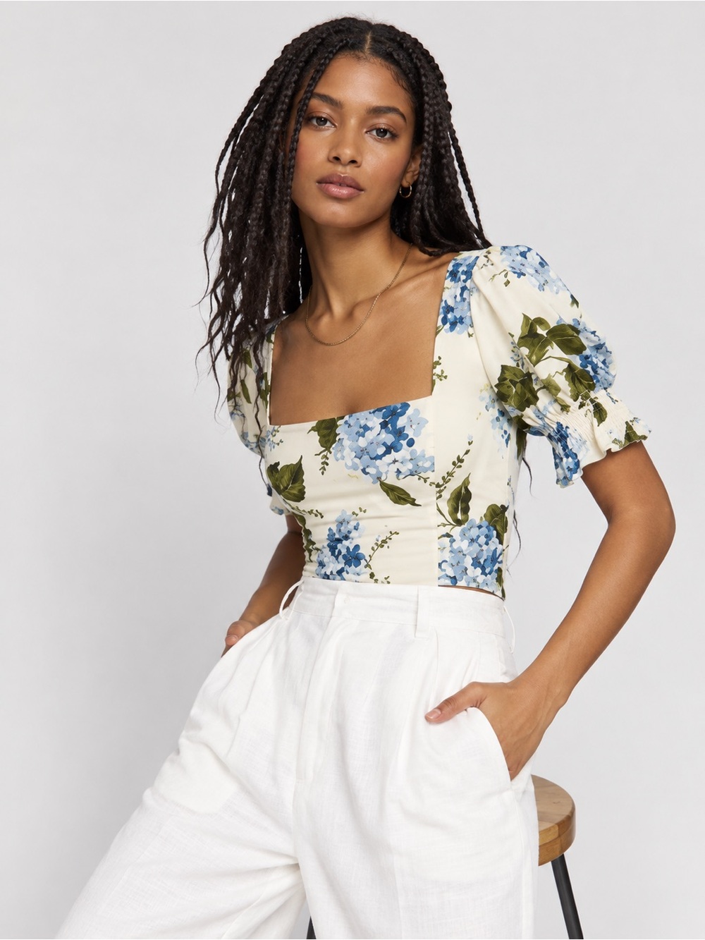 Reformation Constance Top Floral Puff Sleeve Blouse Size 0